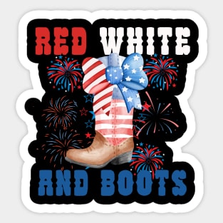 Red White And Boots 4th of july Sticker
